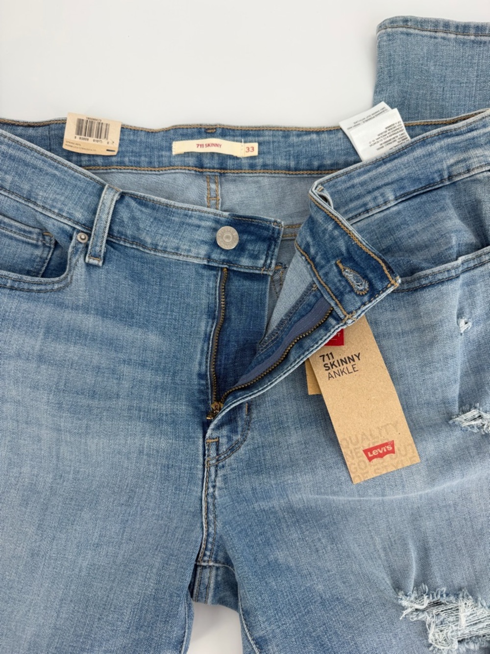 Levi’s 711 Skinny Ankle Jeans Women 16 W33 Distressed Stretch New - Picture 4 of 16